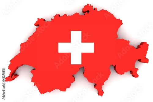 Map of Switzerland in the national colors of the flag
