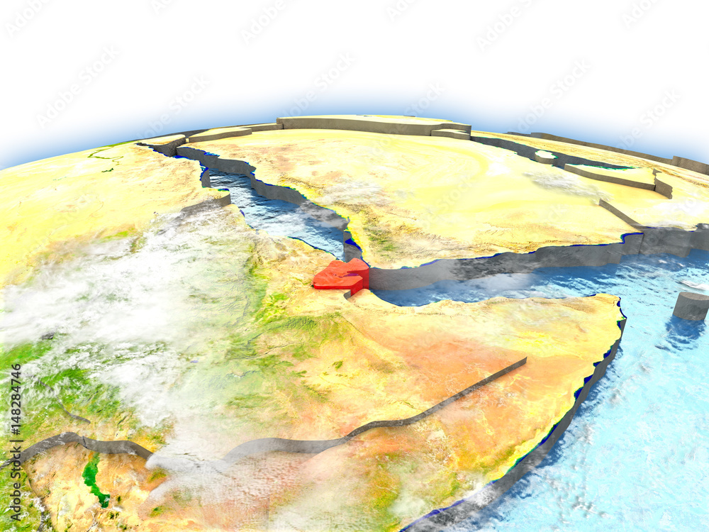 Djibouti on globe
