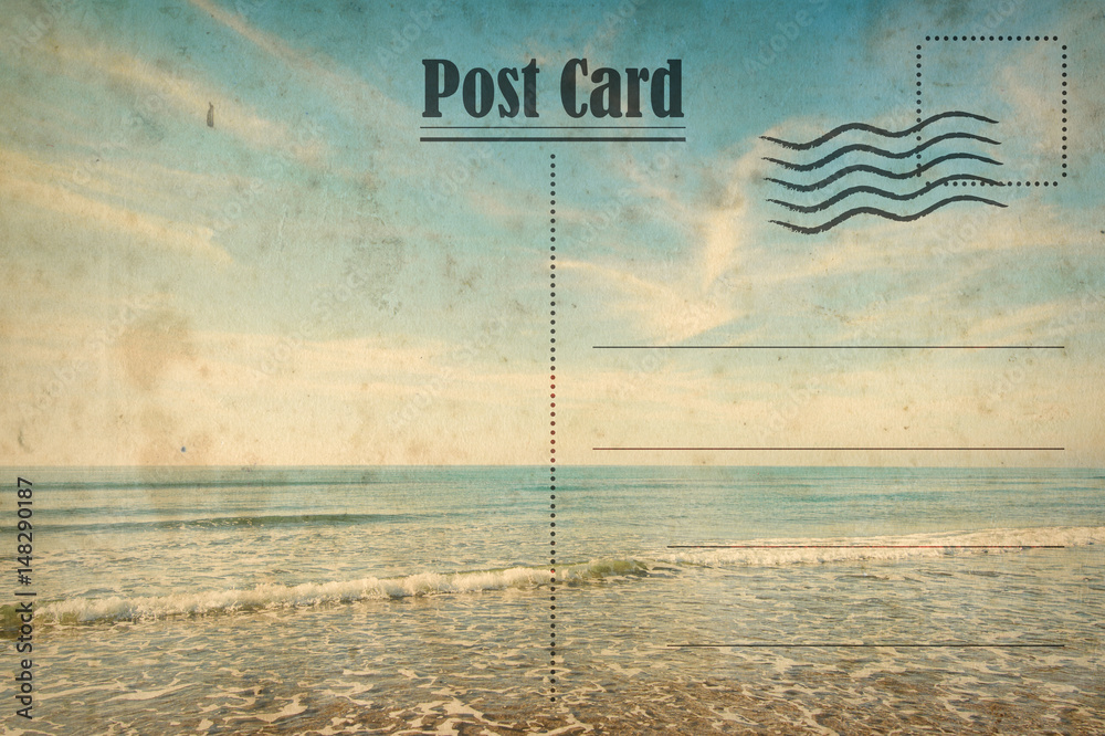 Obraz premium Vintage summer postcard. Ocean and sunny beach