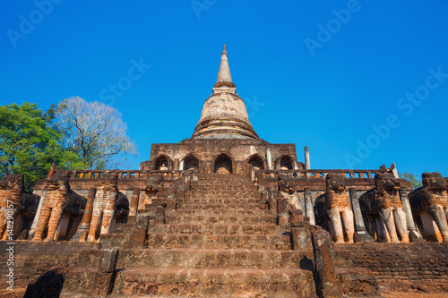 Wat Chang Lom Temple at Si Satchanalai Historical Park  a UNESCO world heritage site in Sukhothai  Thailand
