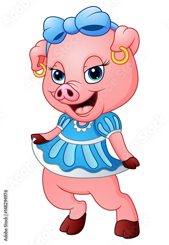 Cute pig cartoon posing 
