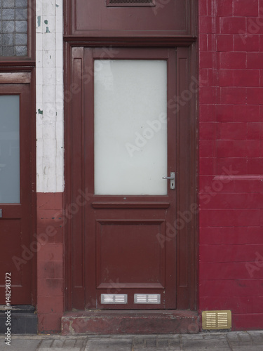 Red door with window