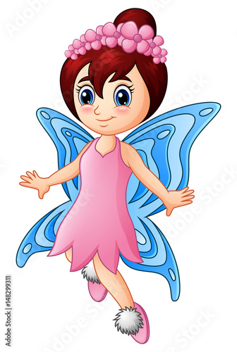 Cartoon little girl fairy butterfly