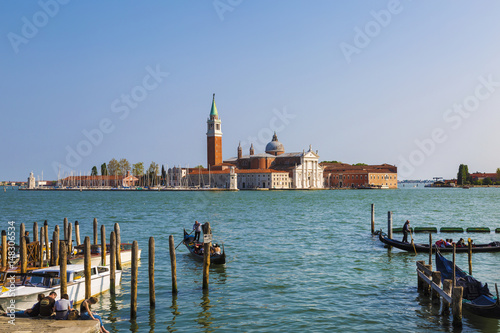 A view of the Cathedral of San Giorgio Maggiore from San Marco square, Venice, Italy