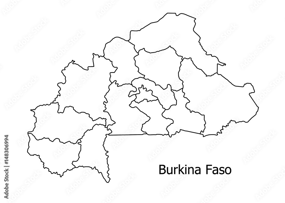 Burkina Faso border on a white background circuit