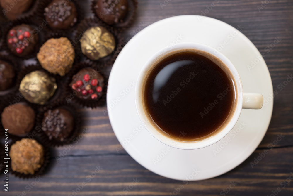 Truffles on wooden background Truffles on wooden background