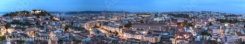 Photography Panorama on Lisbon city with old architecture