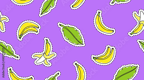 hand drawn bananas stickers, seamless pattern