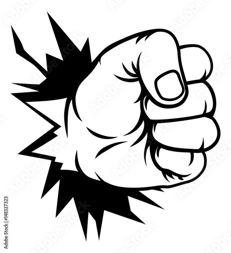 Fist Hand Punching Through Wall