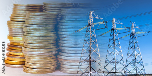 Bild auf Leinwand Electrical network on a background of money