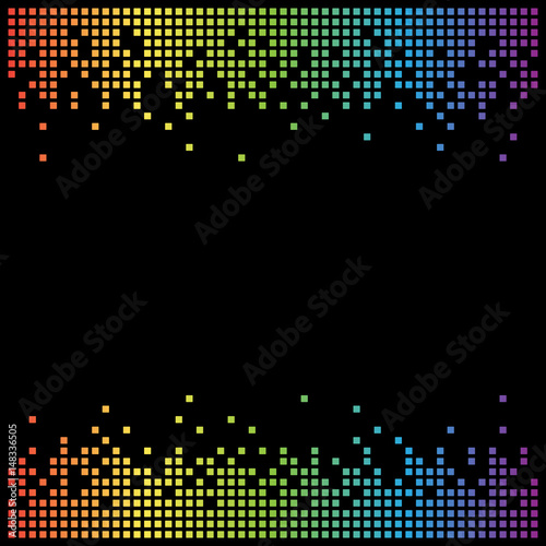 Pixel background texture in rainbow colors with copy space. Vector light bitmap pattern backdrop and message space. 