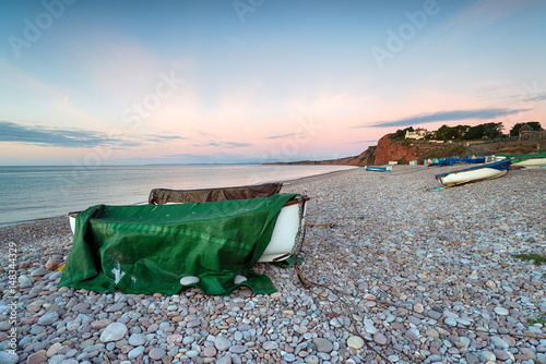 Boats on the beach at Budleigh Salterton