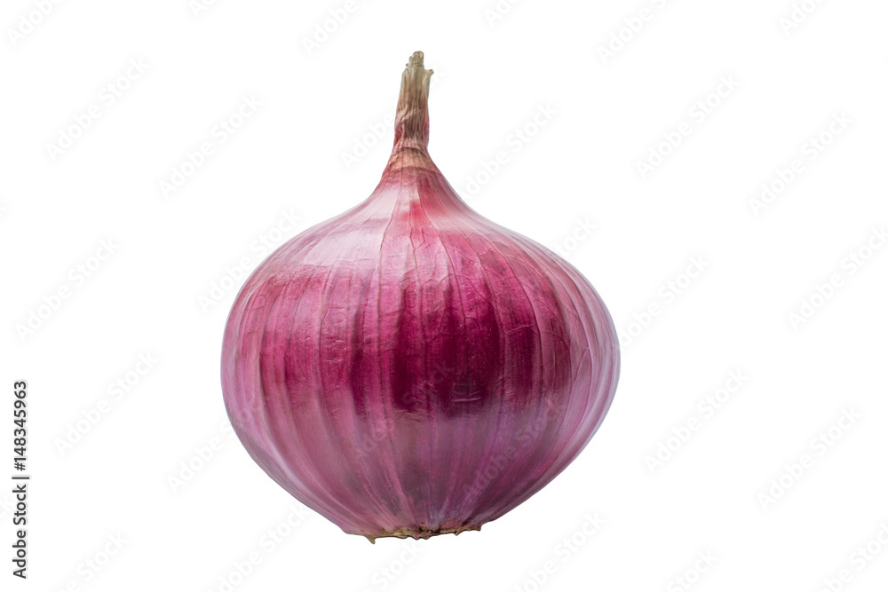 one unpeeled whole bulb onion isolated on white front