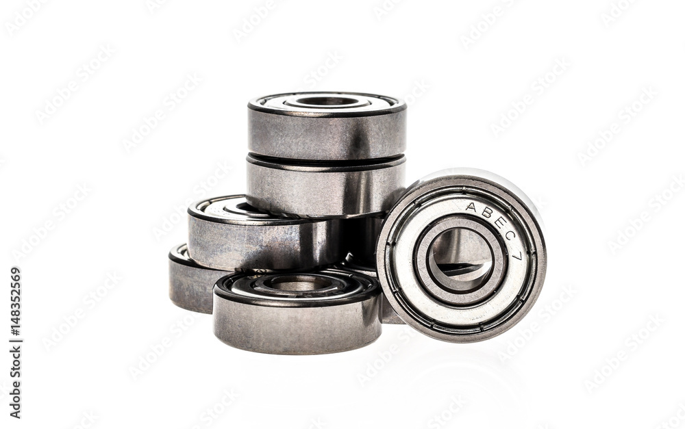 New replacement Roller Skate Bearings isolated on white background. New replacement Roller Skate Bearings isolated on white background.