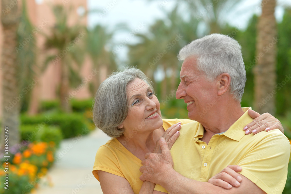 Old  couple on a summer walk