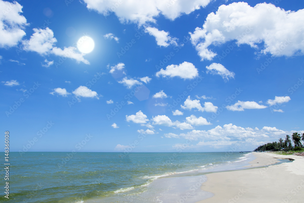 cloud on blue sky over the beach.