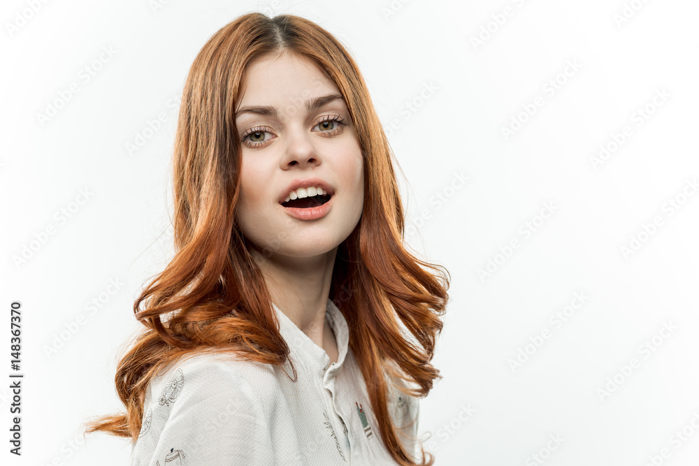 beautiful woman with ginger wavy hair beautiful woman with ginger wavy hair