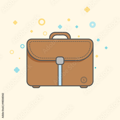 Simple Business and  Finance Vector Flat Icon. Classic messanger bag as symbol of a bussiness man. Flat style icon. 
