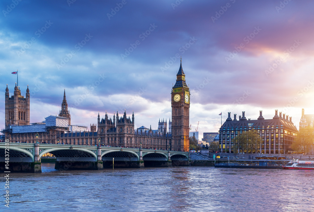 Fototapeta London Westminster Bridge i Big Ben at Dusk