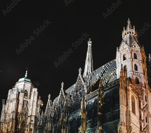 Photography St. Stephan cathedral or Stephansdom in Vienna at night, Austria