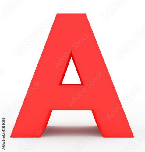 letter A 3d red isolated on white