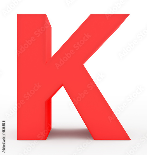 letter K 3d red isolated on white