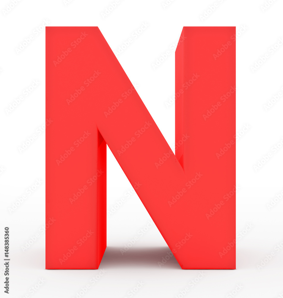 letter N 3d red isolated on white letter N 3d red isolated on white