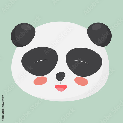 Fototapeta Naklejka Na Ścianę i Meble -  Cute joyful panda face could be used as a happy emoji, emoticon, poster, postcard, etc. Vector illustration of a giant cute panda face.