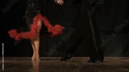 Couple, young beautiful woman and young man dance  