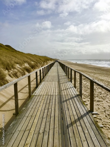 Steg Strand Wolken Sylt Nordsee