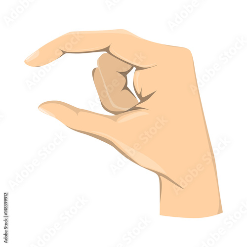 Isolated small amount gesture on white background.