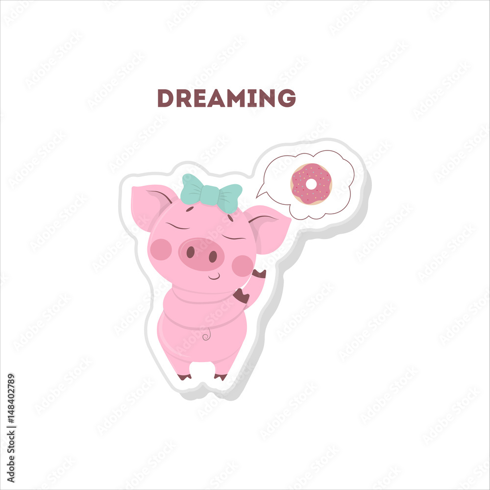 Cute dreaming pig