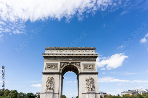 Arc de triomphe in Paris, one of the most famous monuments. August 28, 2016, Paris, France © ilolab