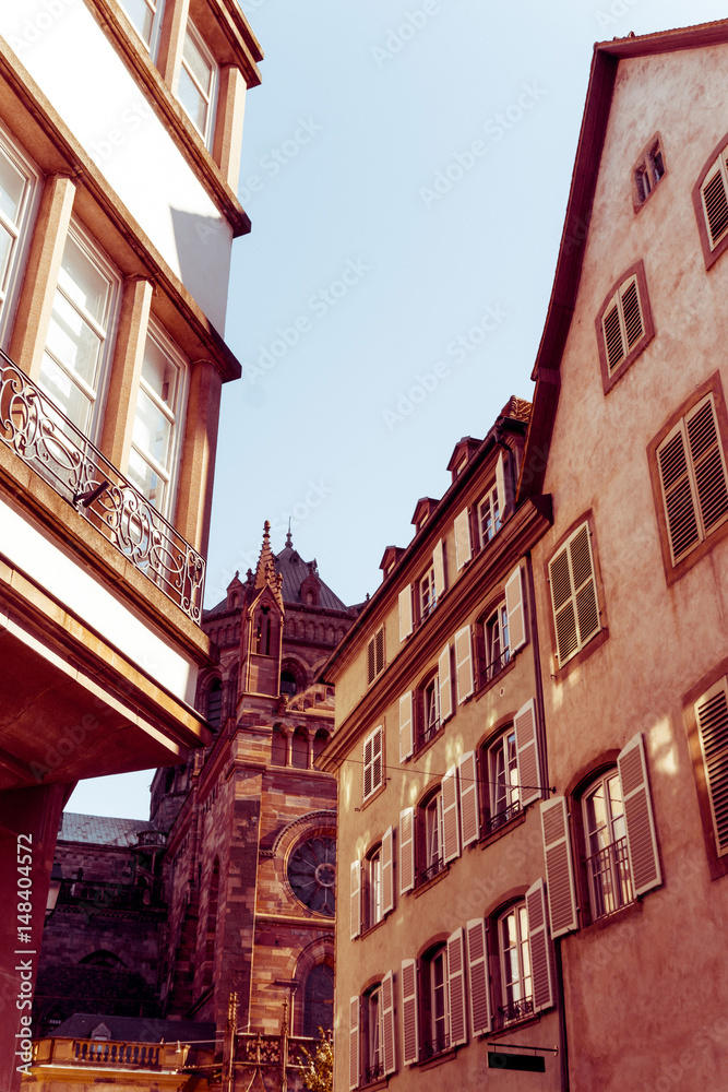 Naklejka premium Traditional houses in La Petite France, Strasbourg, Alsace, France