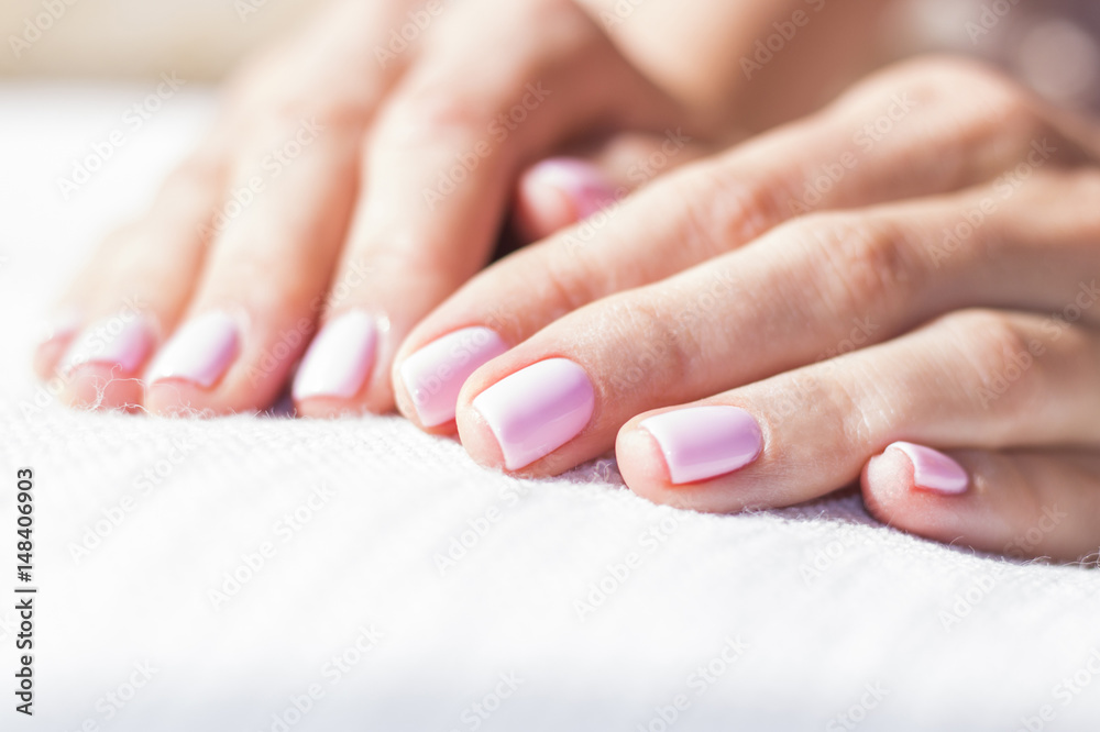 Pink female nails 