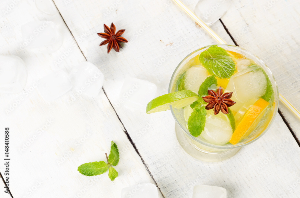 Lime and Orange Fruit Water with ice Lime and Orange Fruit Water with ice