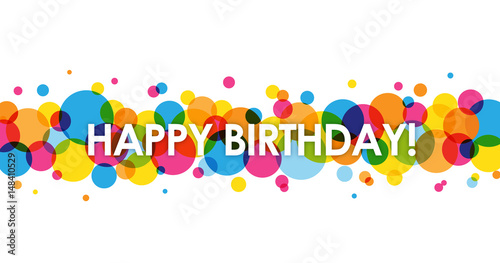 "HAPPY BIRTHDAY" Vector Card with Colourful Circles Background