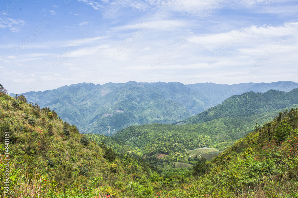 Mountains scenery with blue sky background in summer Mountains scenery with blue sky background in summer