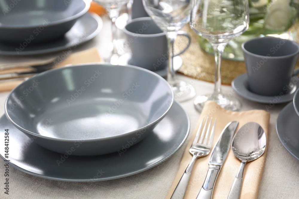 Table setting for dinner in restaurant Table setting for dinner in restaurant
