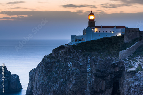 Lighthouse at Cabo de Sao Vicente, Algarve, Portugal.