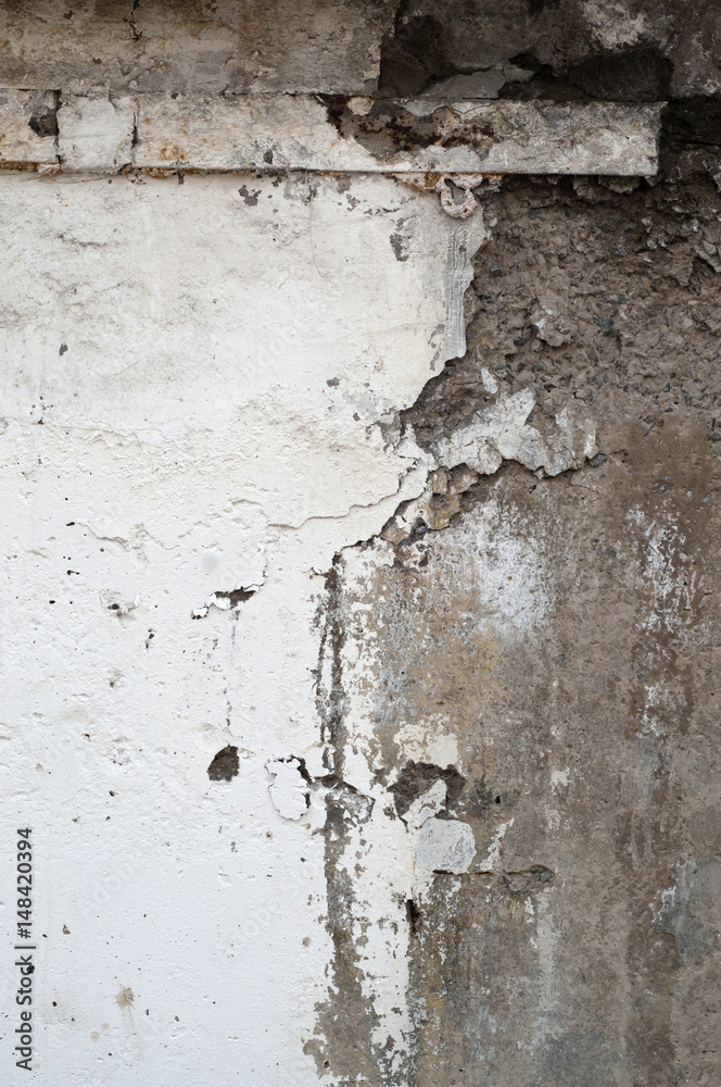 White wall with cracks White wall with cracks