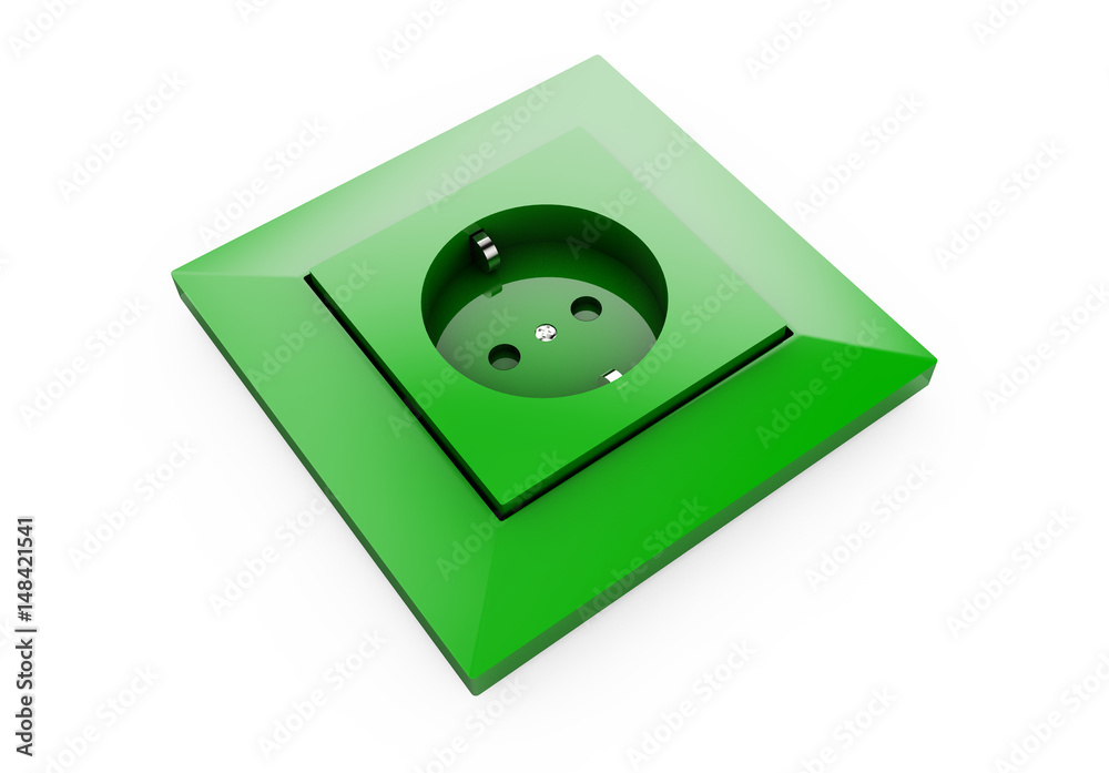 Fototapeta premium 3d green plug isolated on white background