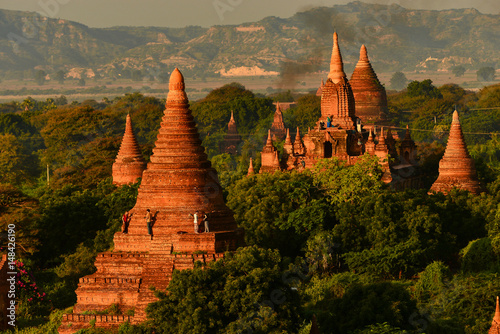 The plain of Bagan on during sunrise, Mandalay, Myanmar