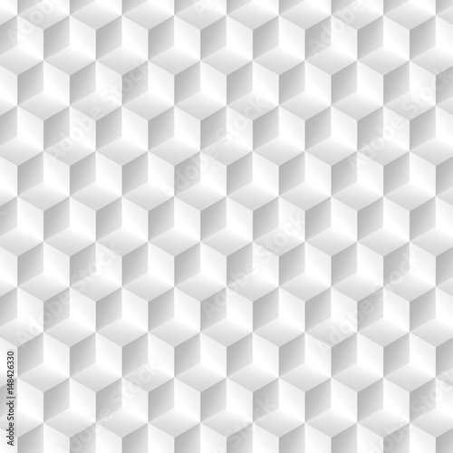 3D illustration - Pattern of white cubes in isometric perspective