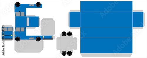 Simple Truck paper model trailer and Container