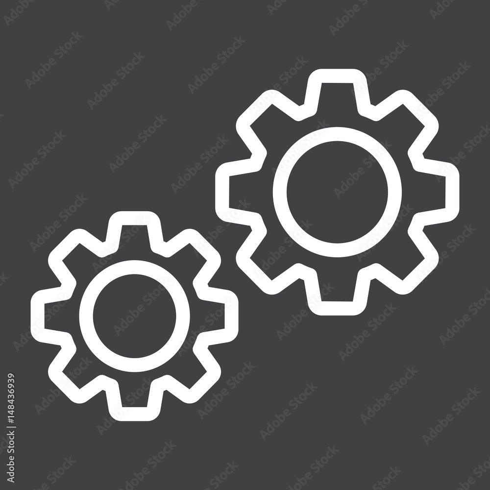 Settings line icon, cogwheels and website Settings line icon, cogwheels and website