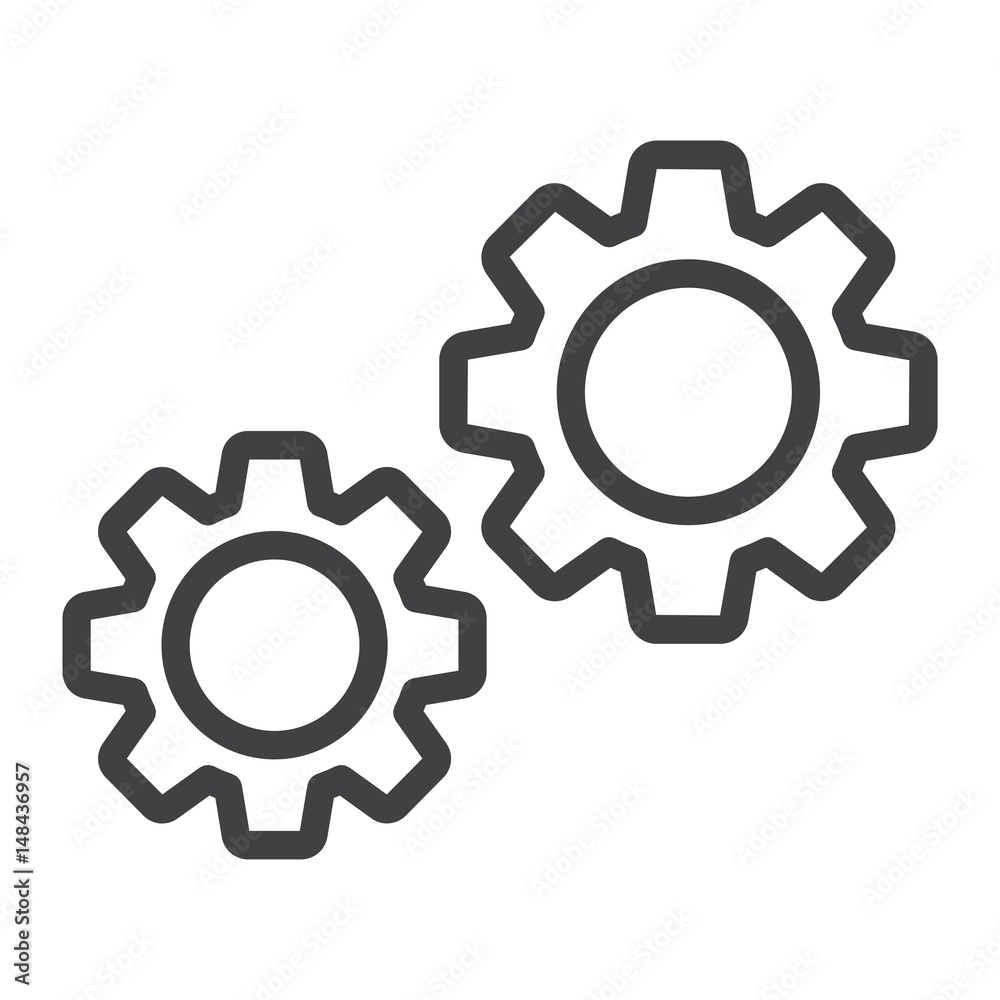 Settings line icon, cogwheels and website