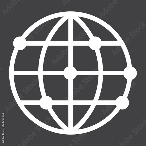 Worldwide line icon, globe and website