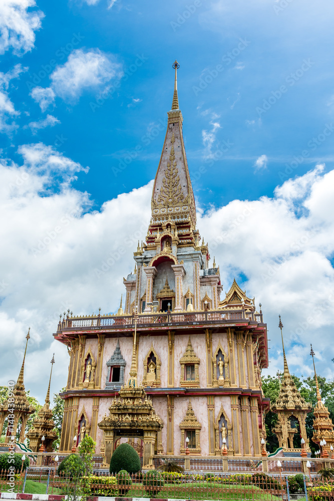 Pagoda in Wat Chalong or Chalong Temple, Phuket Thailand