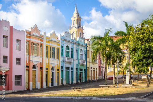 Colorful houses of Antenor Navarro Square at historic Center of Joao Pessoa - Joao Pessoa, Paraiba, Brazil photo